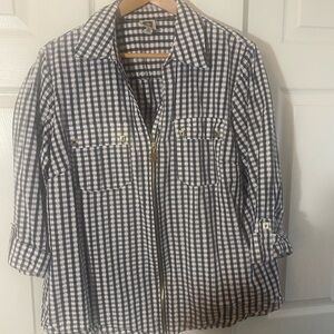 Anne Klein Navy and White Checkered Utility Jacket